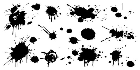 Wall Mural - Black ink splatter vector set isolated on a white background