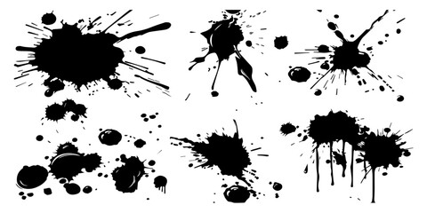 Wall Mural - Black ink splatter vector set isolated on a white background