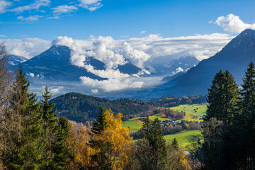 Wall Mural - View from the Street to Gurtis, Village of Nenzing in the Walgau Valley, State of Vorarlberg, Austria