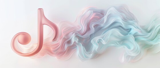 Wall Mural - A pink and blue swirl with a pink note on it