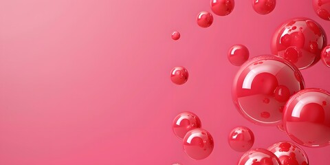 Wall Mural - 3D Red Bubbles Minimalist Flat Design