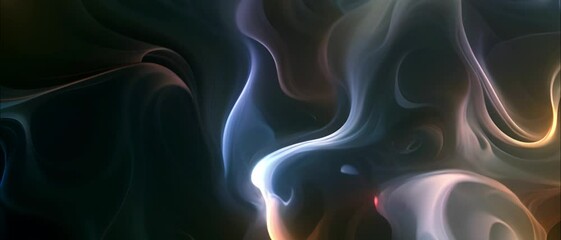 Wall Mural - Atmospheric Smoke Abstract Color Background swirling around. Abstract 4k video on black background. Wave