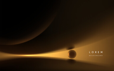 Wall Mural - abstract black spheres with golden light effect