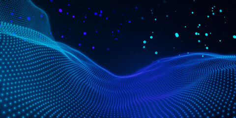 Wall Mural - Abstract digital blue background. Technology, innovation and landing page concept. 3D Rendering.