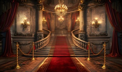 Opulent Grand Staircase with Red Carpet