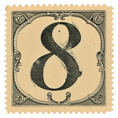 Sticker - PNG Vintage Number 8 postage stamp.