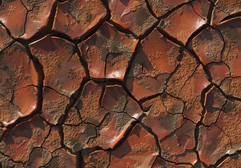 Sticker - Seamless Cracked Red Dirt Texture Background