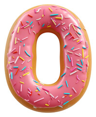 Sticker - PNG Cute Donut in Number Shaped of 0 donut dessert shape.