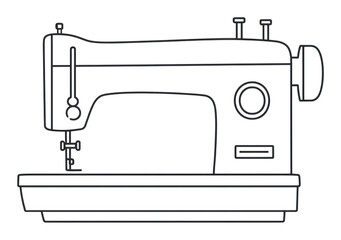 Poster - Minimal illustration of sewing machine drawing sketch white.