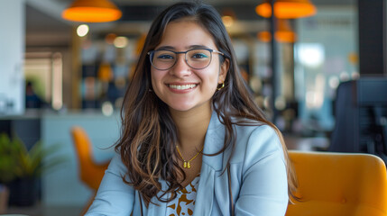 Wall Mural - portrait of a young intern woman in the office