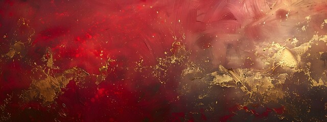 Wall Mural - abstract red gold canvas painting texture