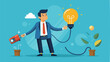 © Madeline - Jumpstarting New Business Ideas: Businessman Connecting Electricity to Lightbulb for Problem-Solving and Creativity