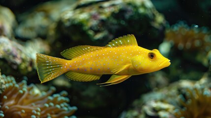 Canvas Print - Yellow Spotted Fish in Aquarium