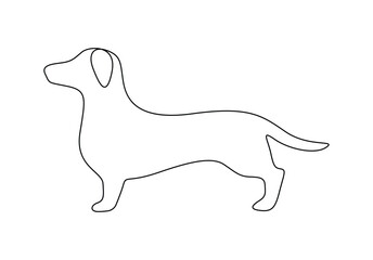 Wall Mural - Vector illustration of dachshund dog continuous one line drawing. Pro vector