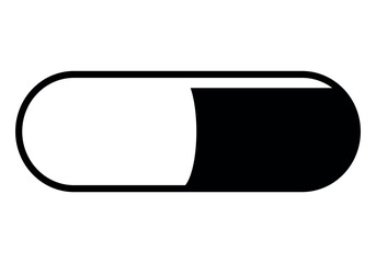 Wall Mural - capsule symbol icon - black and white illustration of one pill sign