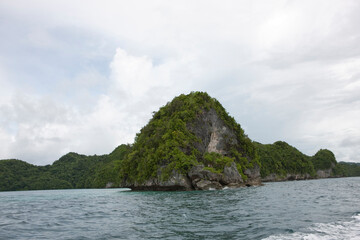 Palau landscape with sea on a cloudy autumn day