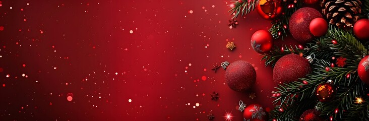 Sticker - Red Christmas Ornament Banner Background