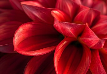 Sticker - Close-Up Red Dahlia Flower Petals Macro Photography