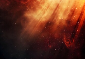dark cosmic background with red nebula and light rays