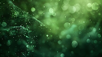 Wall Mural - abstract green bokeh background with dust particles