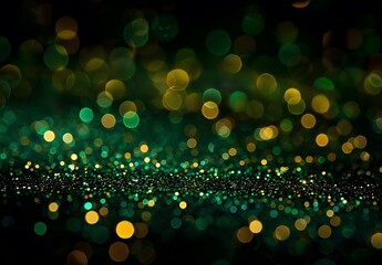 Wall Mural - green gold glitter bokeh background blur