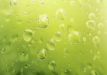 Wall Mural - water drops on green background macro photography