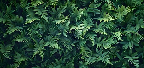 Wall Mural - hyperrealistic green ferns top view
