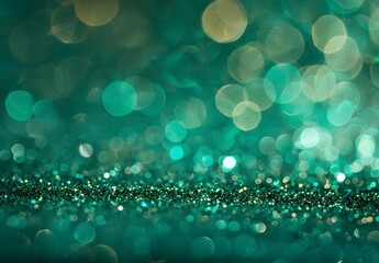 Wall Mural - abstract green glitter bokeh background