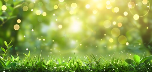 Wall Mural - green grass bokeh background for product presentation