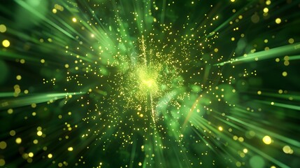 Sticker - Abstract Green Laser Light Rays Background