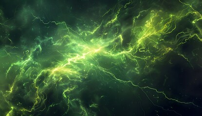 Poster - Abstract Green Lightning Wallpaper Background