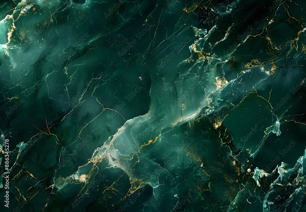 Dark Green Marble Texture with Gold Veins Stock Illustration | Adobe Stock