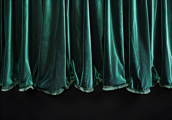 Canvas Print - Emerald Green Velvet Curtain Close-Up