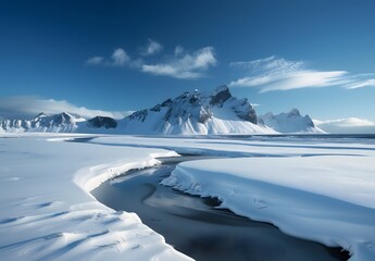 Poster - Iceland Vestrahorn Mountain Black Sand Beach Winter