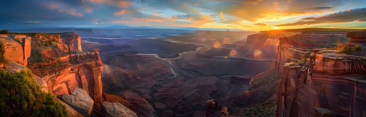 Poster - Colorado National Park Sunrise Canyon Panorama