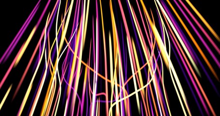 Poster - neon rays. Concept for big data, blockchain, cryptocurreny, internet, hyperspace and space travel