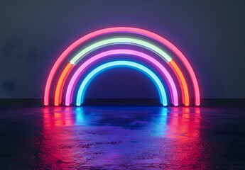Wall Mural - minimalist neon rainbow arch light