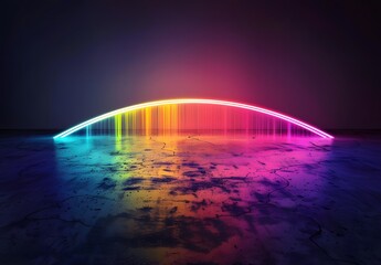 Wall Mural - rainbow neon light arch on dark background