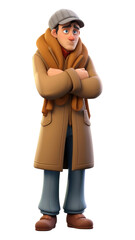 Poster - PNG Cartoon overcoat adult white background.