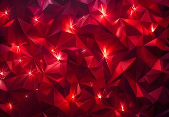 Wall Mural - red abstract background with glowing polygons