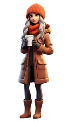 Canvas Print - PNG Coat cartoon winter cup.