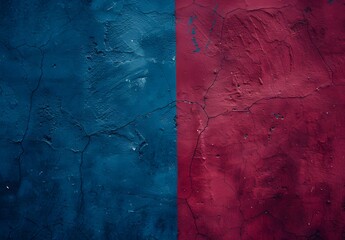 Poster - Textured Red and Blue Split Wall Background