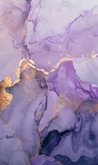 Wall Mural - abstract painting, grey and mauve background with gold foil accents, muted colors, watercolor, aerial view, soft edges