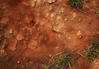 Sticker - Cracked Red Dirt Texture Background