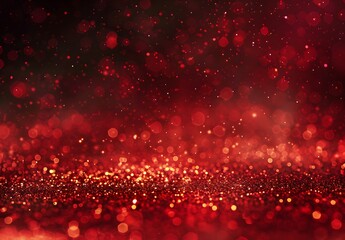 Red Glitter Background with Floating Particles