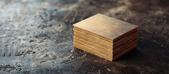 Poster - Craft business cards stacked serving as a template Ideal for branding and design presentations with copy space image for customization