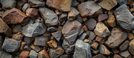 Leinwandbilder - Close up image of texture on railway stones with copy space image