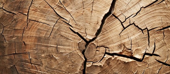 Aufkleber - Close up image of a cracked piece of wood against a plain background with copy space image
