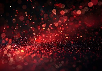Wall Mural - red glitter particles & sprinkles on black background