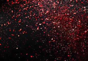 Red Glitter Confetti On Black Background